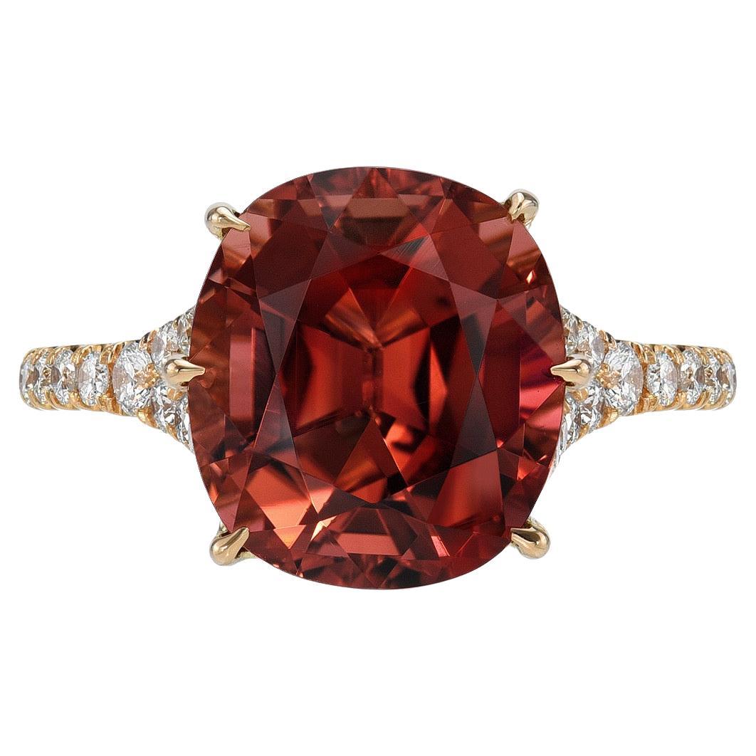 Bague en tourmaline rose orange taille coussin de 5,23 carats en vente