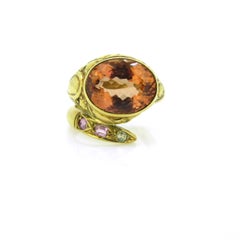 Orange Pinkish Topaze Fashion Snake Ring