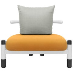 Orange PK15 Single Seat Sofa, Steel Structure and Ebonized Legs by Paulo Kobylka