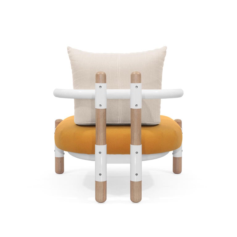 Modern Orange PK15 Single Seat Sofa, Steel Structure & Wood Legs by Paulo Kobylka For Sale