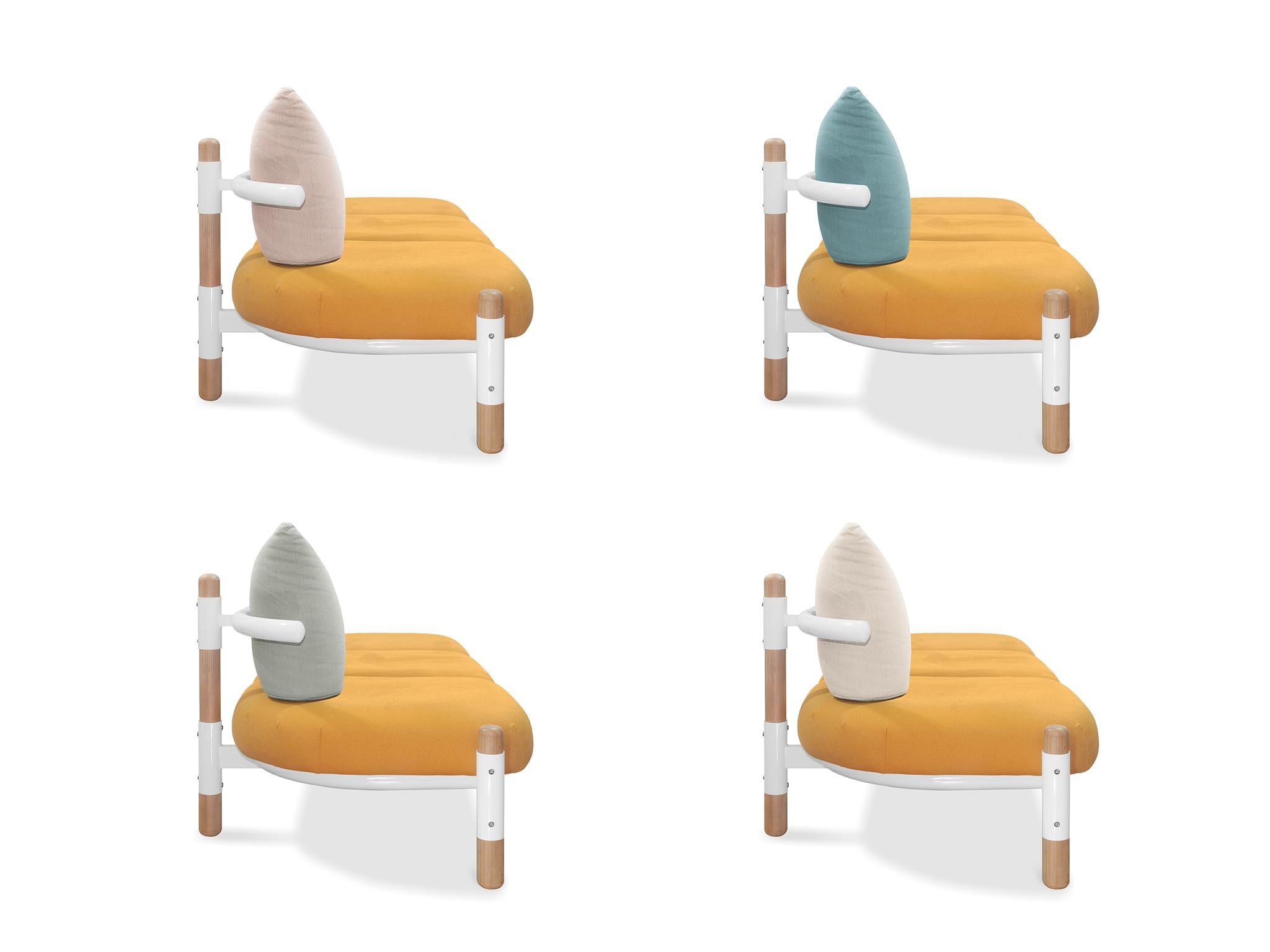 Orange PK15 Three-Seat Sofa, Carbon Steel Structure & Wood Legs by Paulo Kobylka For Sale 3