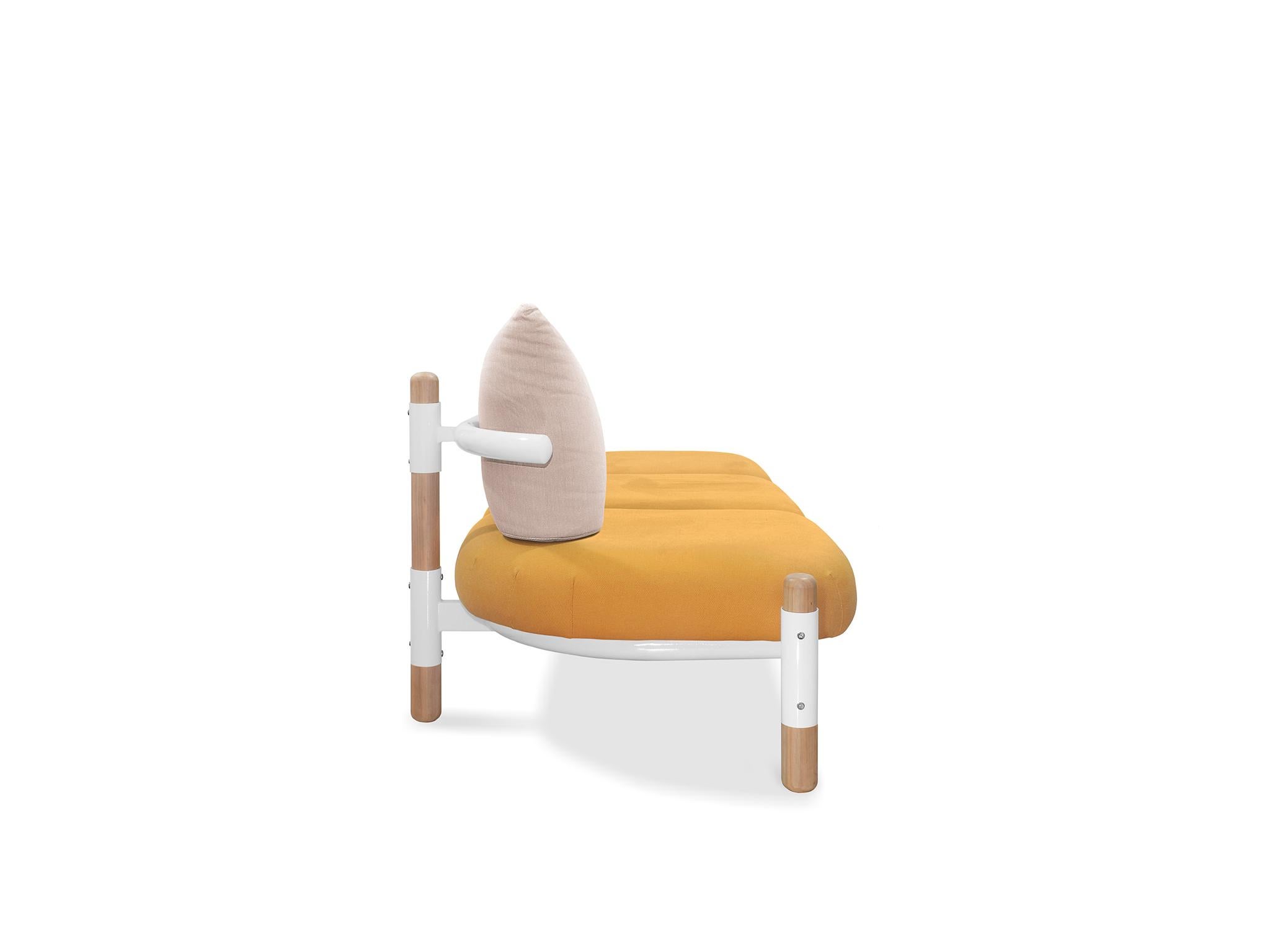 Modern Orange PK15 Three-Seat Sofa, Carbon Steel Structure & Wood Legs by Paulo Kobylka For Sale