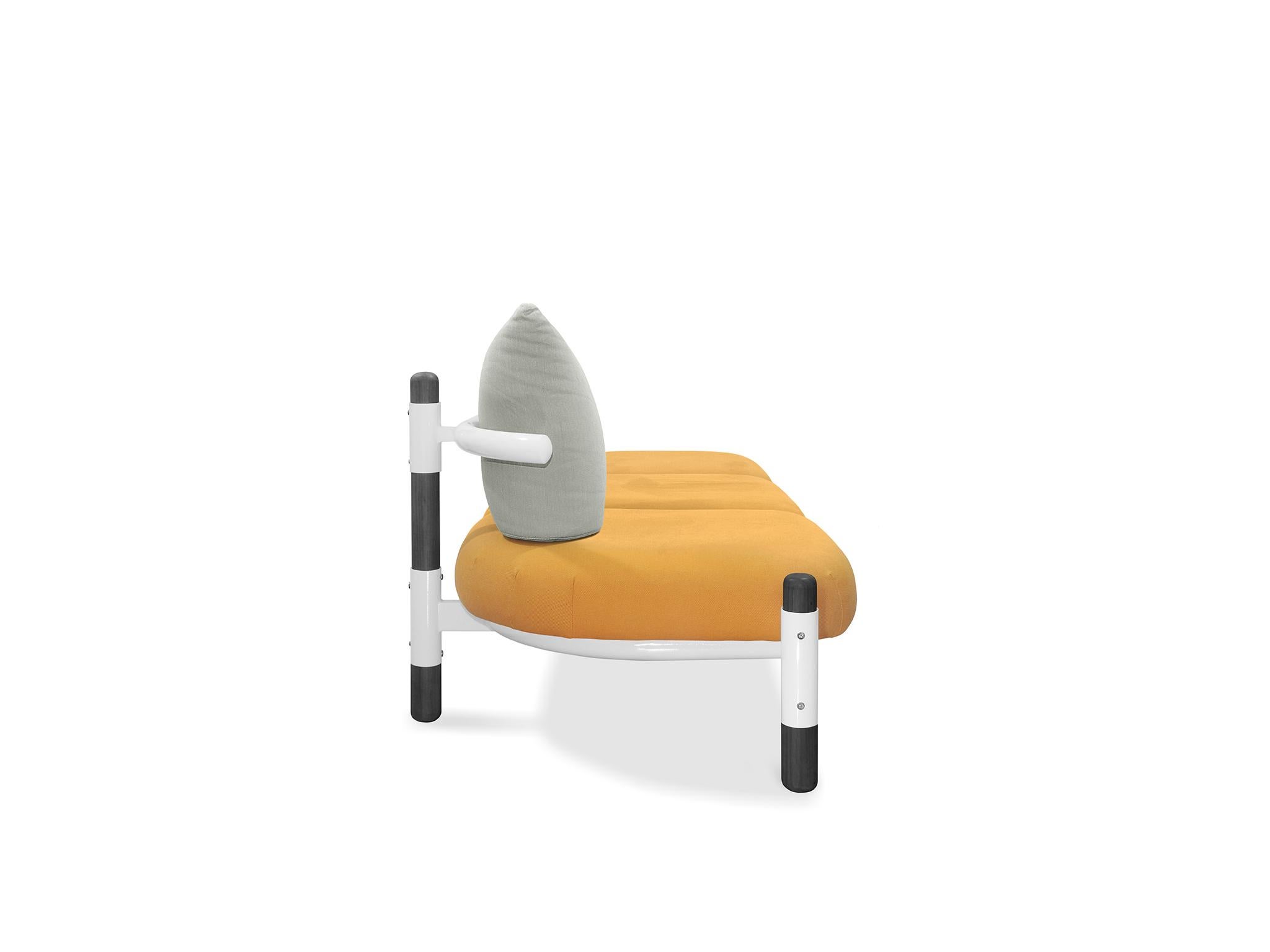Modern Orange PK15 Three-Seat Sofa, Steel Structure and Ebonized Legs by Paulo Kobylka For Sale