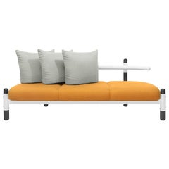 Orange PK15 Three-Seat Sofa, Steel Structure and Ebonized Legs by Paulo Kobylka