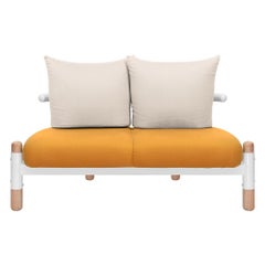 Orange PK15 Two-Seat Sofa, Carbon Steel Structure & Wood Legs by Paulo Kobylka