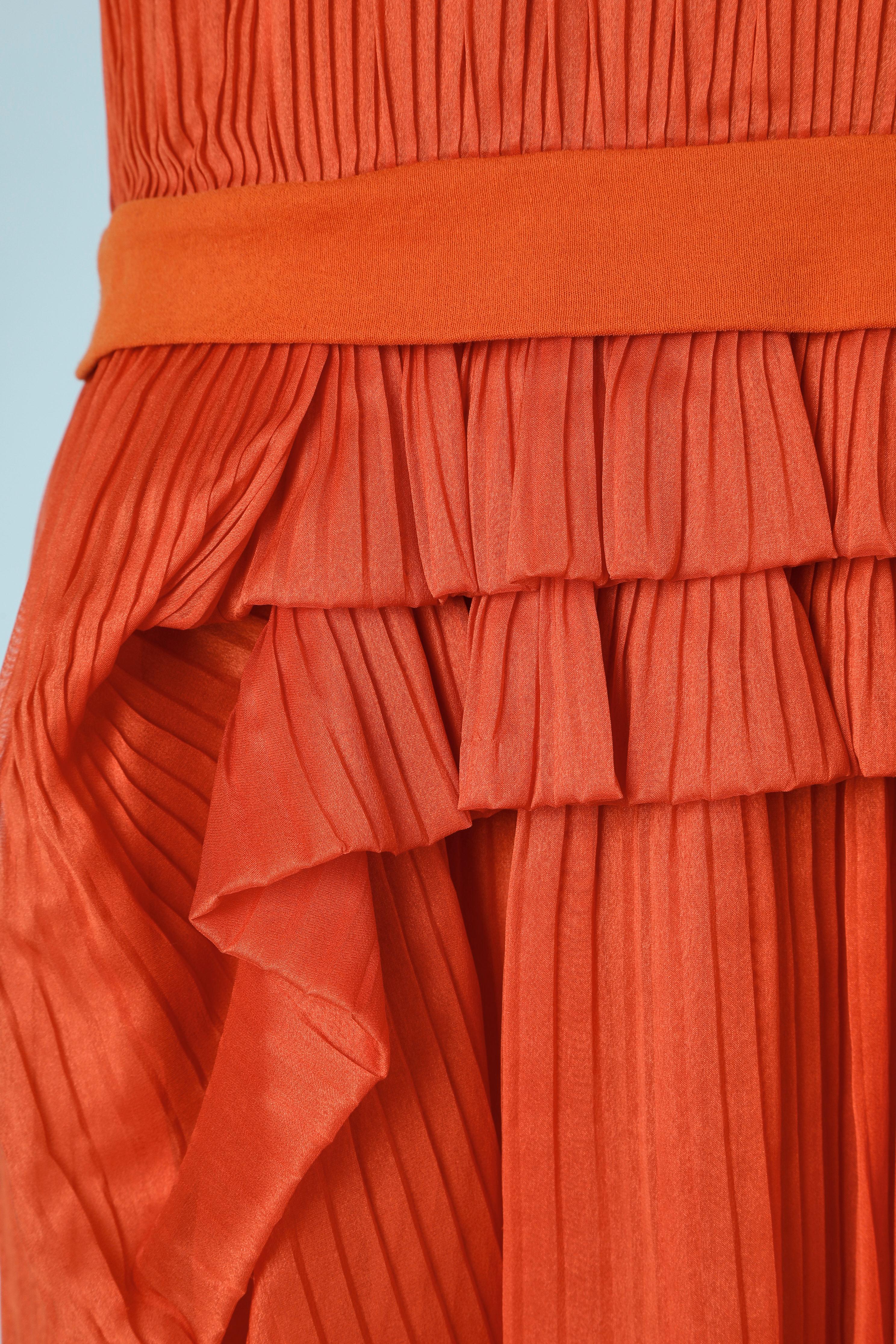 Red Orange pleated dress Chloé