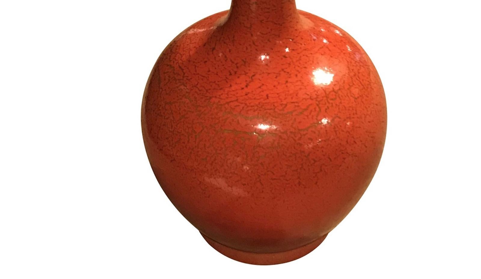 Orange Porcelain Vase, Chinese, Contemporary In New Condition In New York, NY
