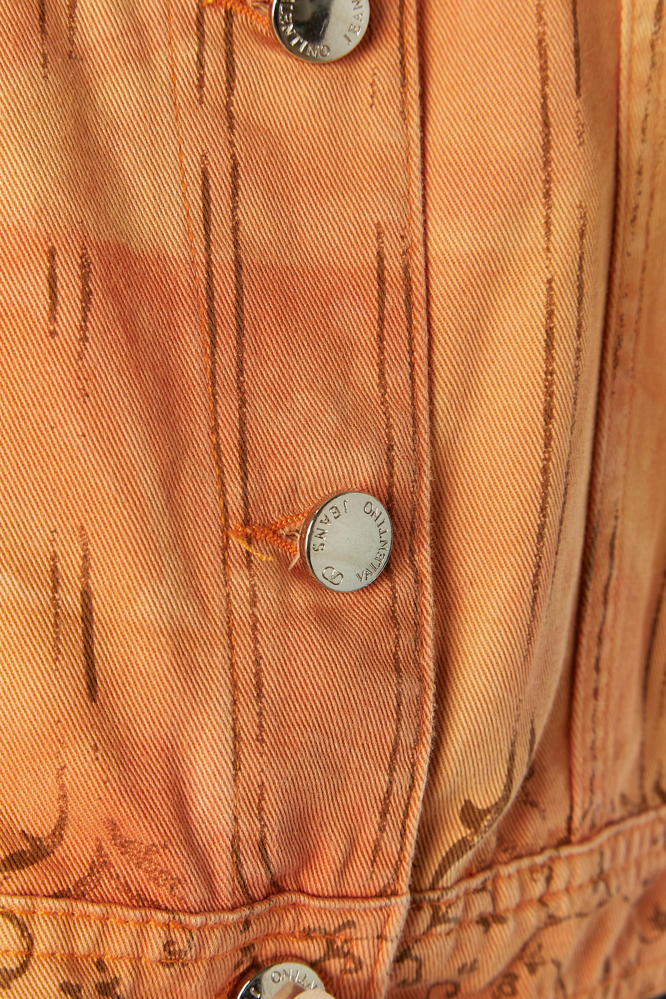 Orange printed cotton jacket VALENTINO JEAN'S In Excellent Condition For Sale In Saint-Ouen-Sur-Seine, FR