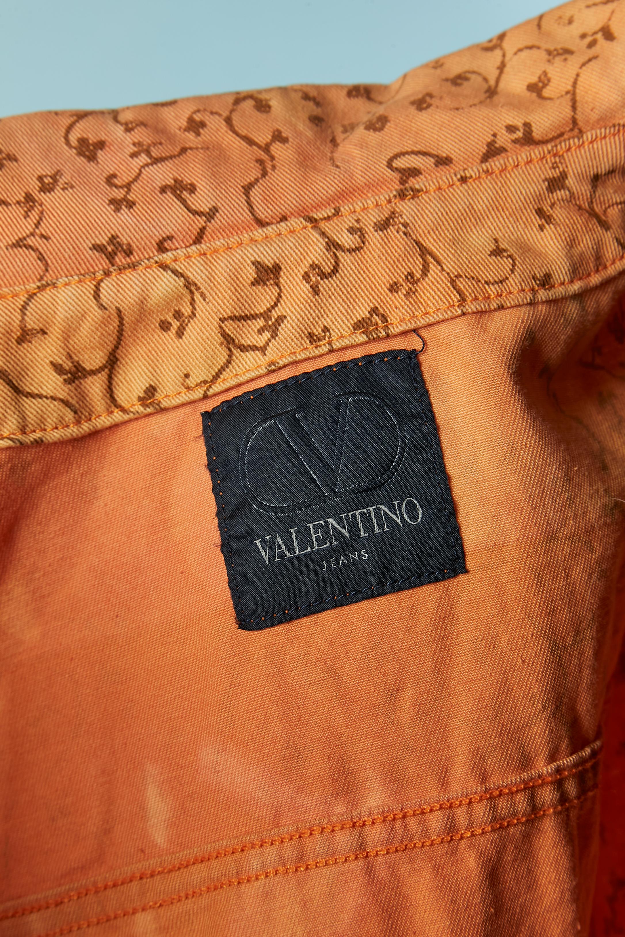 Orange printed cotton jacket VALENTINO JEAN'S For Sale 2