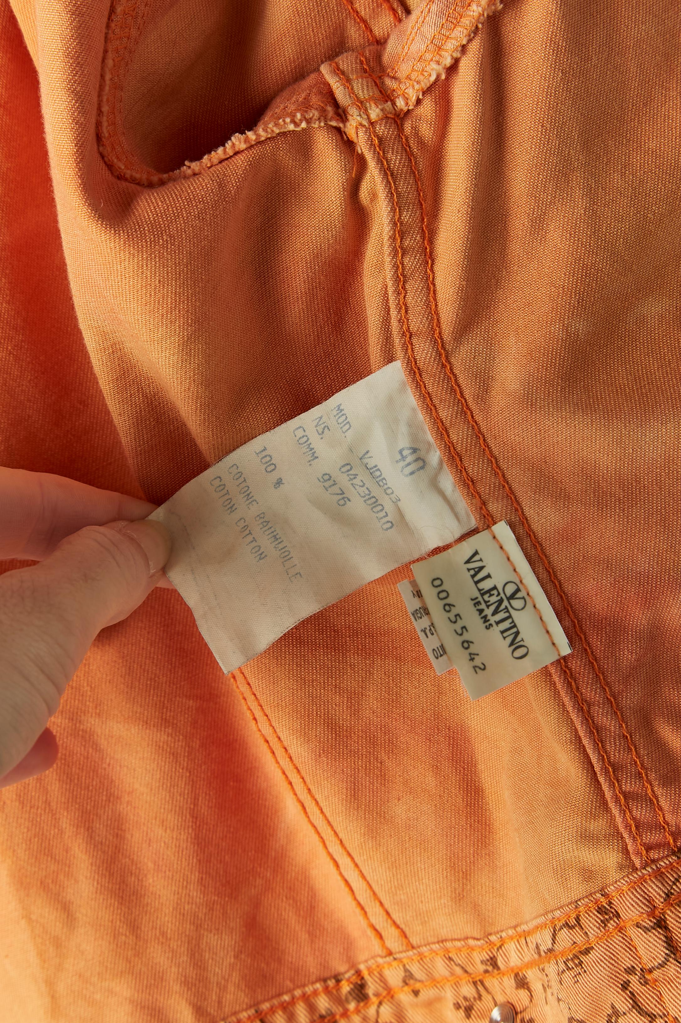 Orange printed cotton jacket VALENTINO JEAN'S For Sale 3