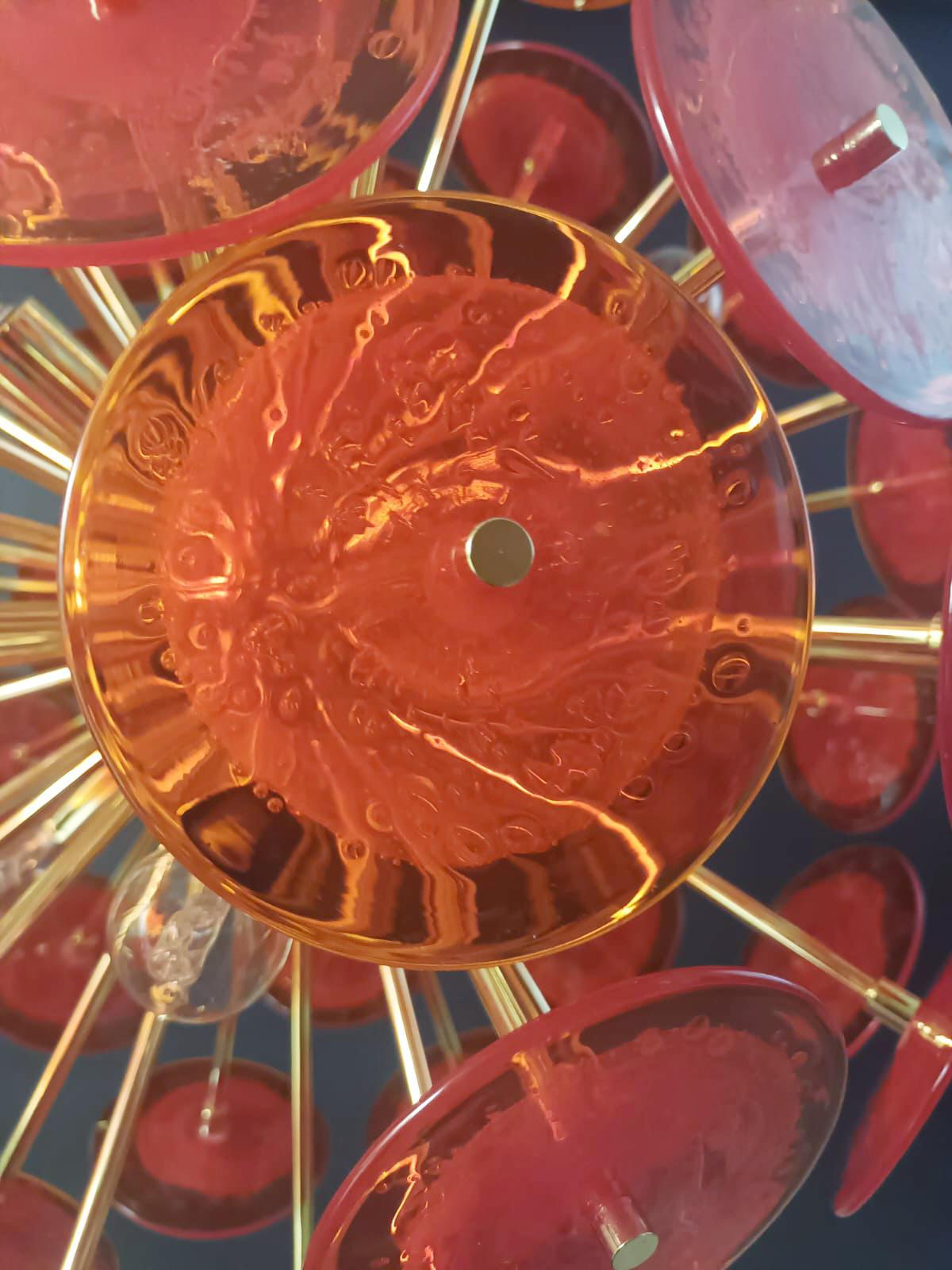 Orange Pulegoso Disco Sputnik Chandelier In Excellent Condition For Sale In Los Angeles, CA