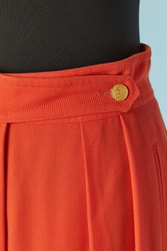 Orange pure new wool trouser with branded buttons ESCADA Margaretha Ley