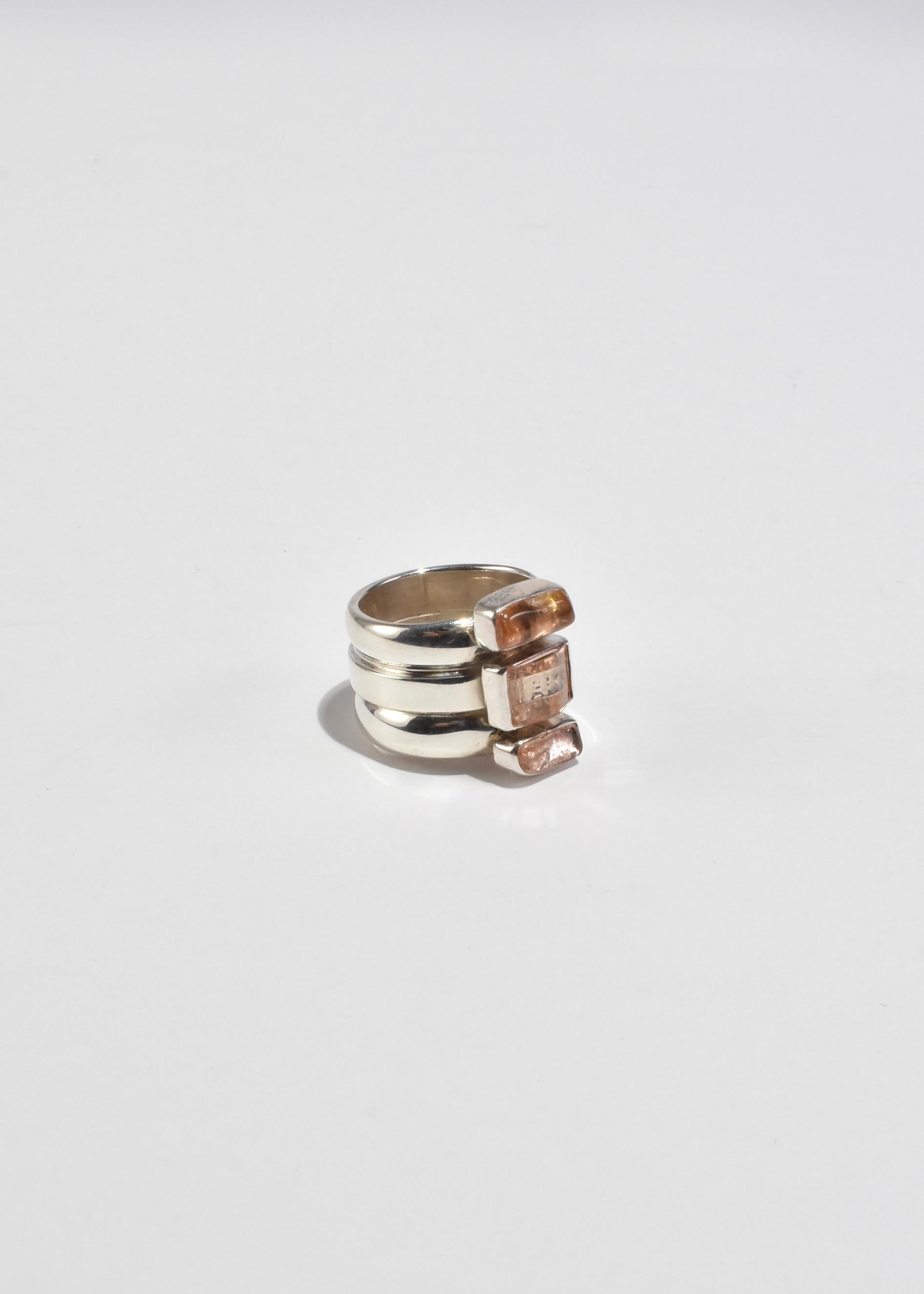 Rough Cut Orange Quartz Ring For Sale