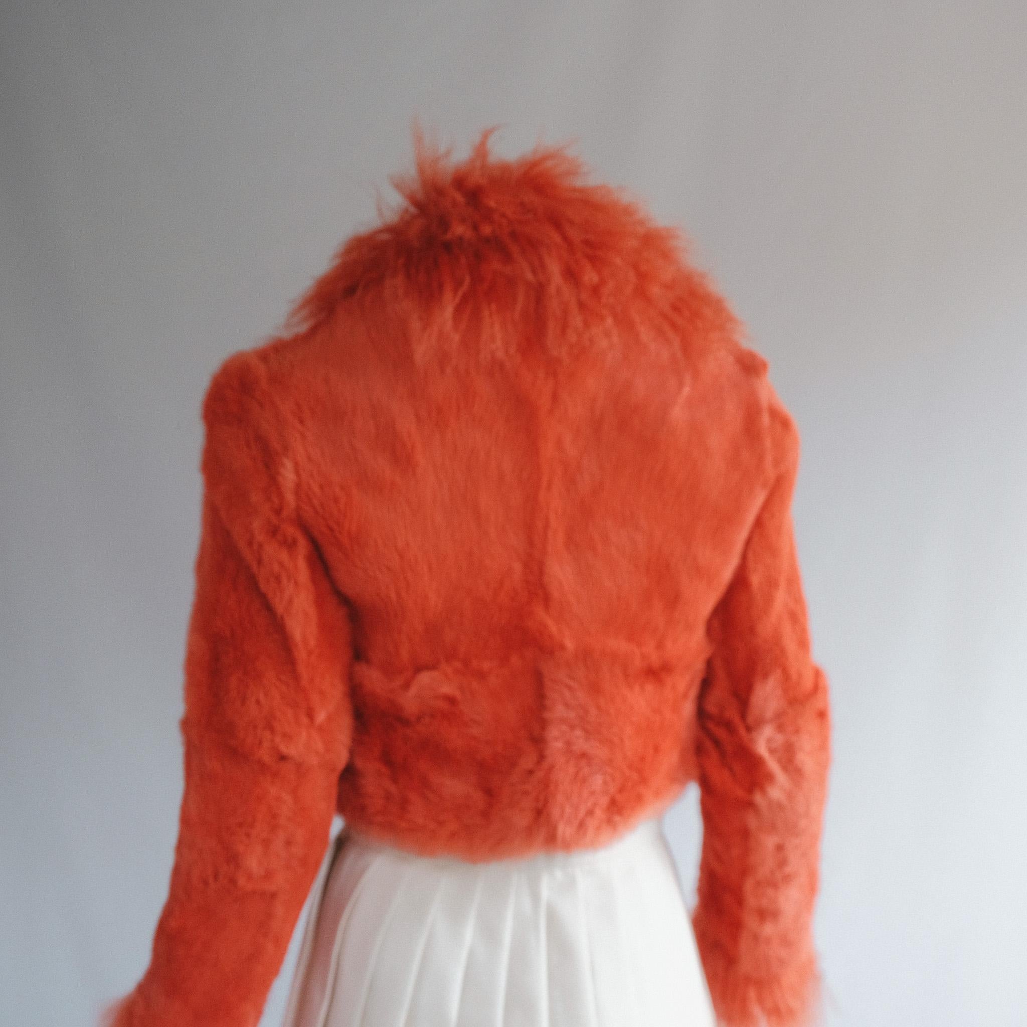 orange fur skirt