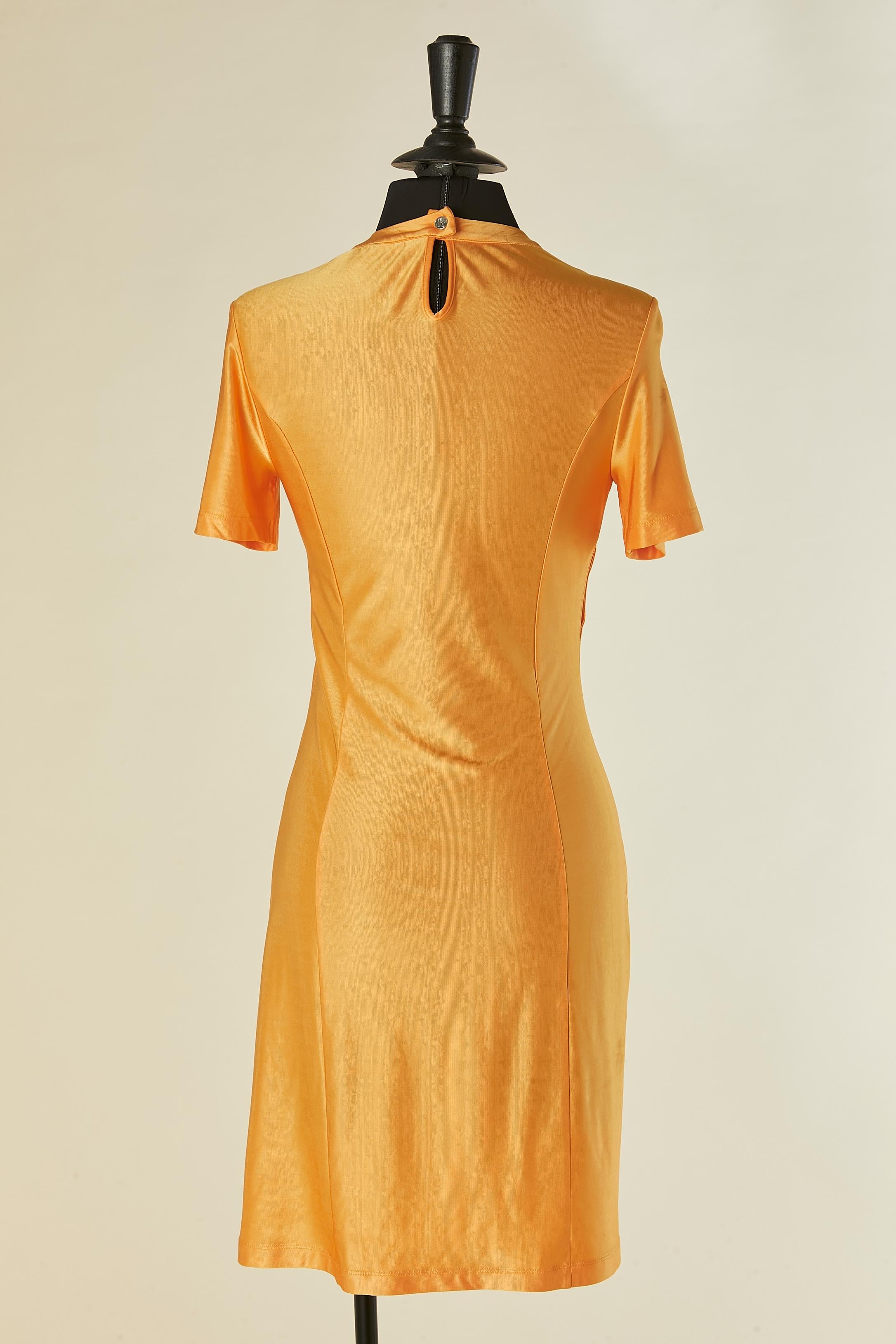 Robe en jersey de rayonne orange drapée sur le côté avec bouton pression RABANNE Pour femmes en vente