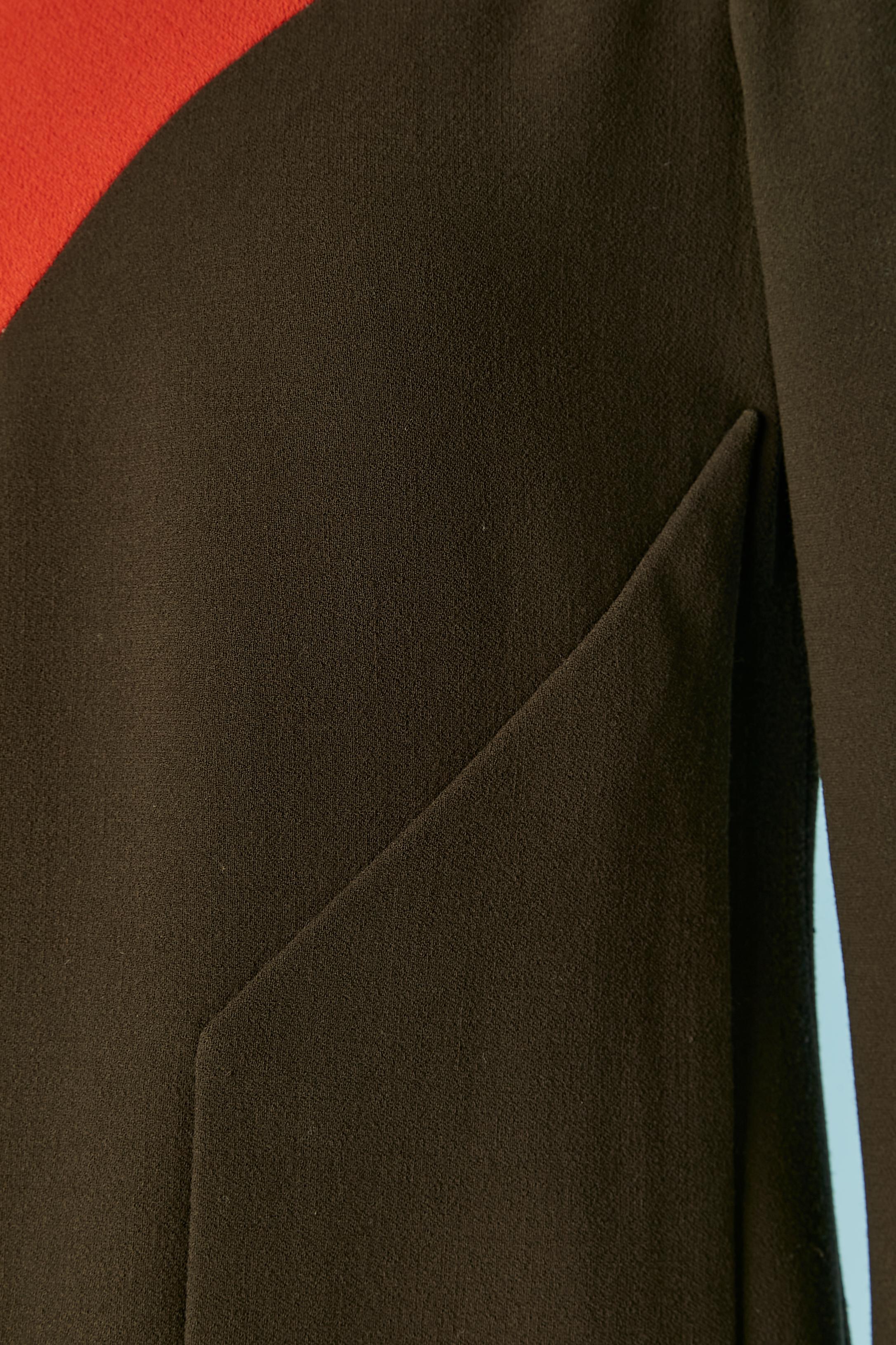 Black Orange, red and brown wool patchwork dress Pierre Cardin Circa 1970's For Sale