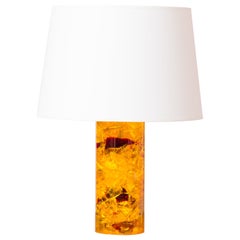 Orange & Red Fractal Resin Table Lamp att. Pierre Giraudon - France 1970's