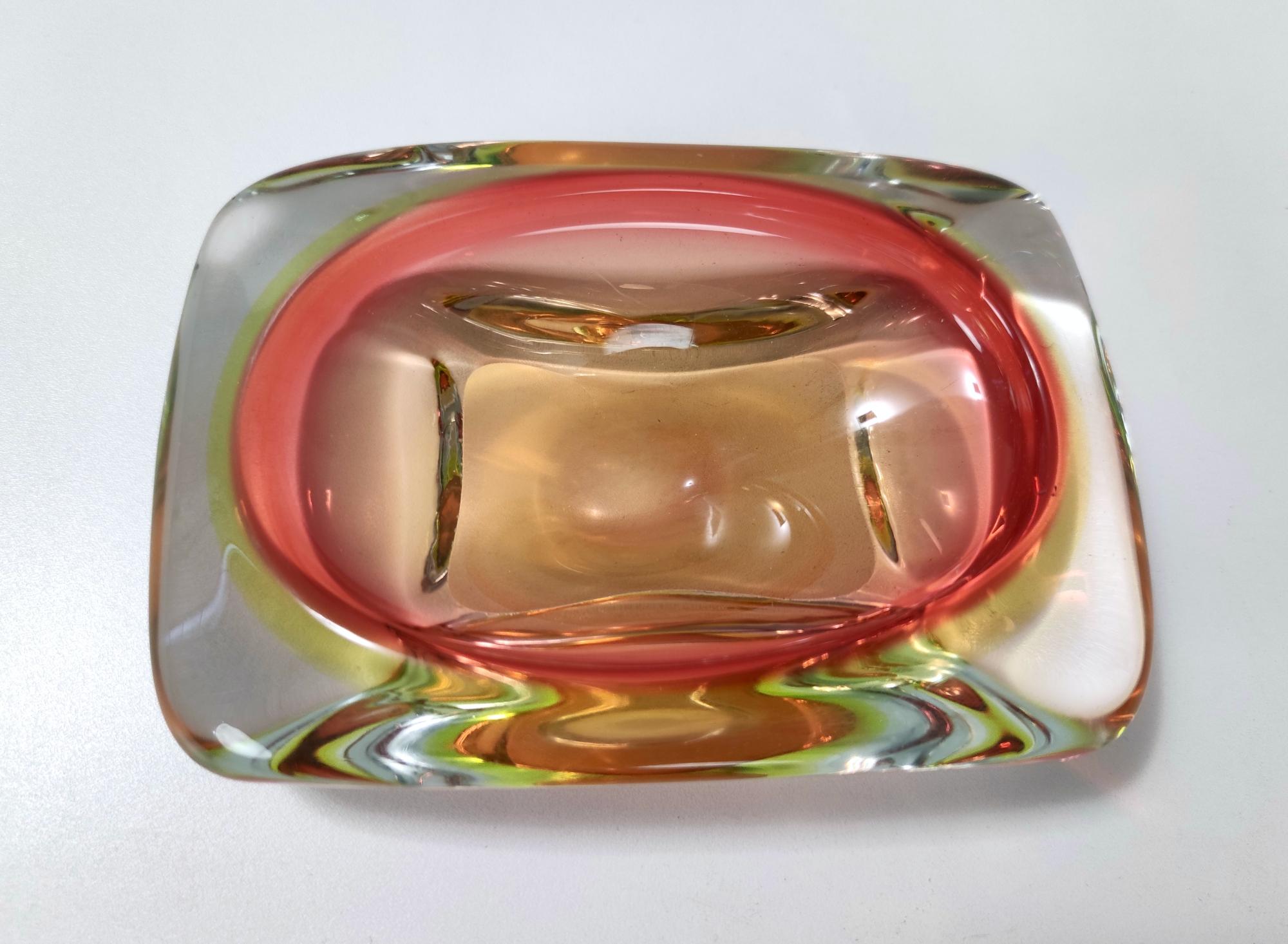Orange Red Sommerso Glass Ashtray or Catchall Ascribable to Flavio Poli, Italy 5