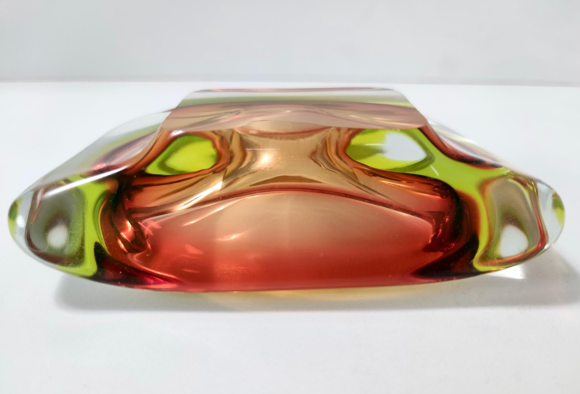 Orange Red Sommerso Glass Ashtray or Catchall Ascribable to Flavio Poli, Italy 6