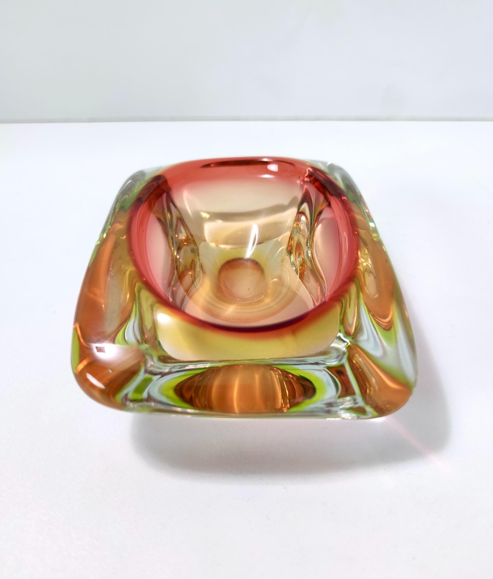 Orange Red Sommerso Glass Ashtray or Catchall Ascribable to Flavio Poli, Italy 2