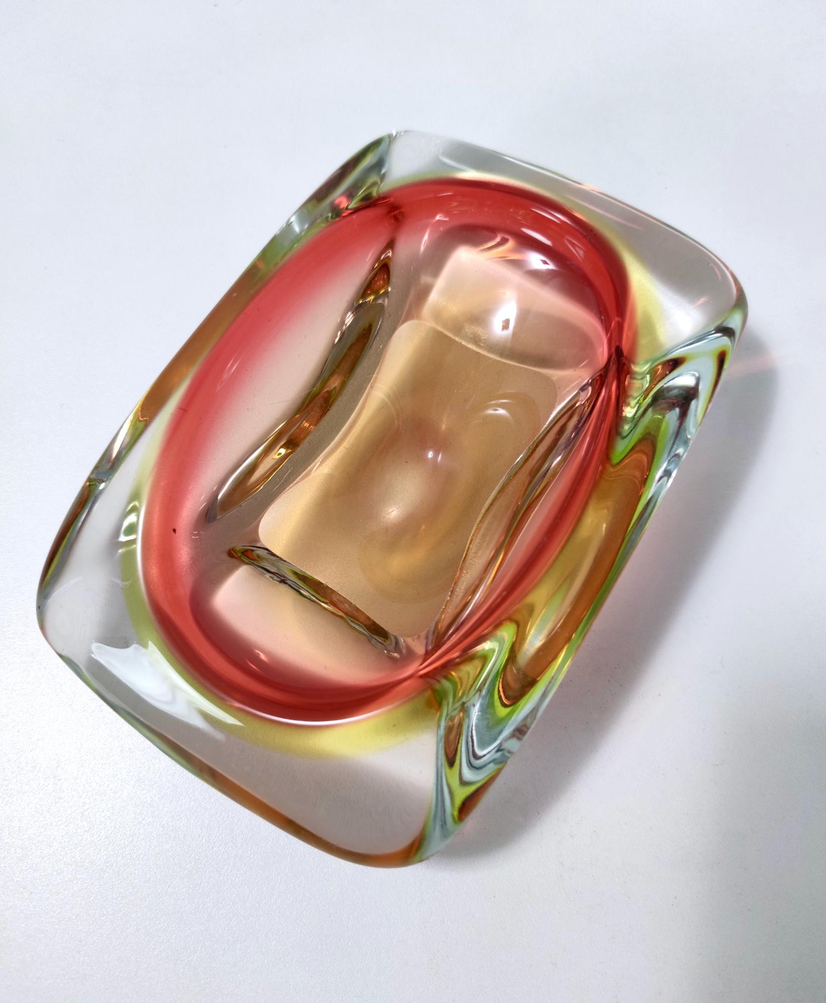 Orange Red Sommerso Glass Ashtray or Catchall Ascribable to Flavio Poli, Italy 3