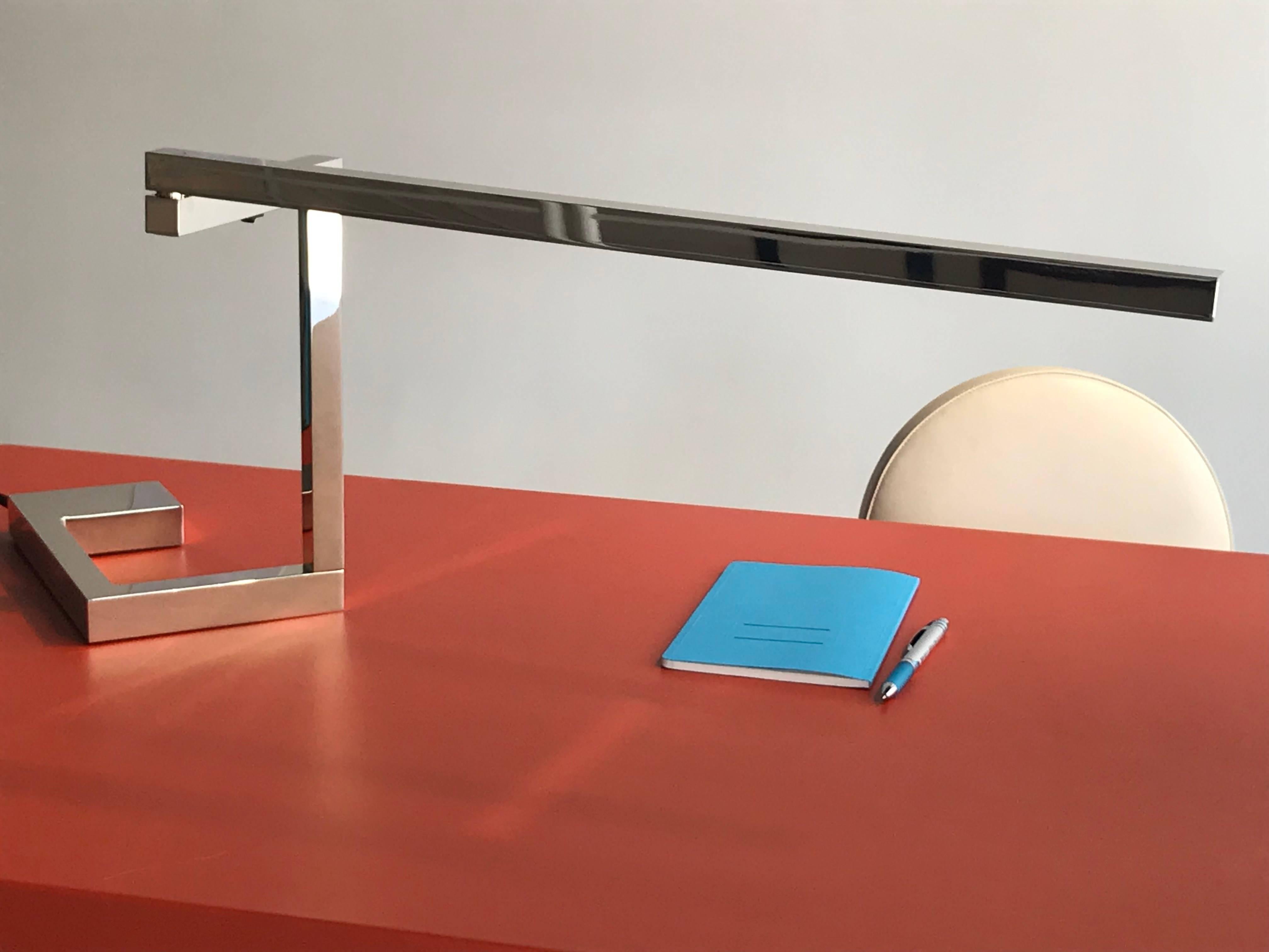 Orange Red Top Leather Writing ''Ray Desk'' Designed by Philippe Hurel For Sale 4