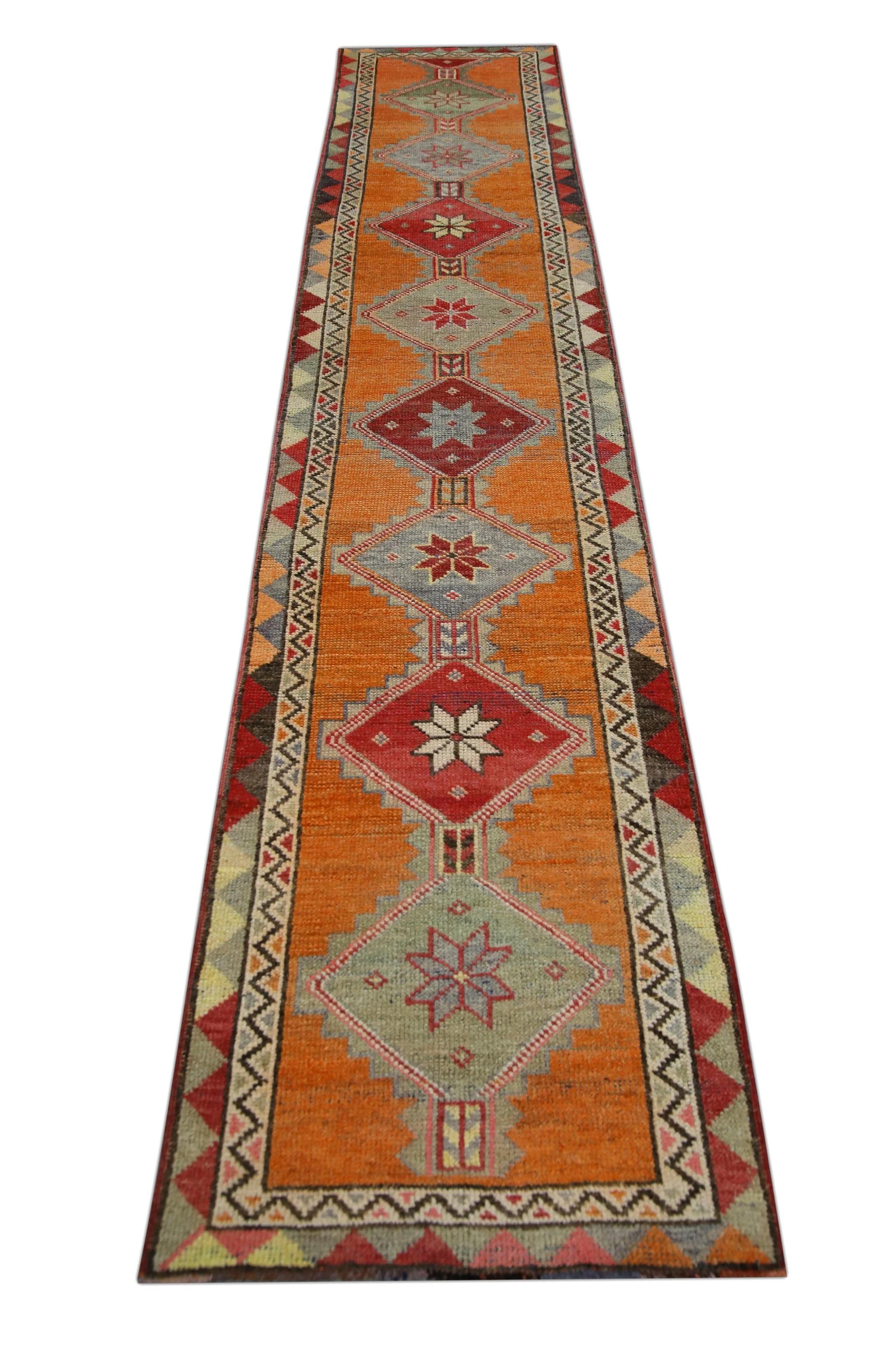 Orange & Red Vintage Turkish Runner 2'7