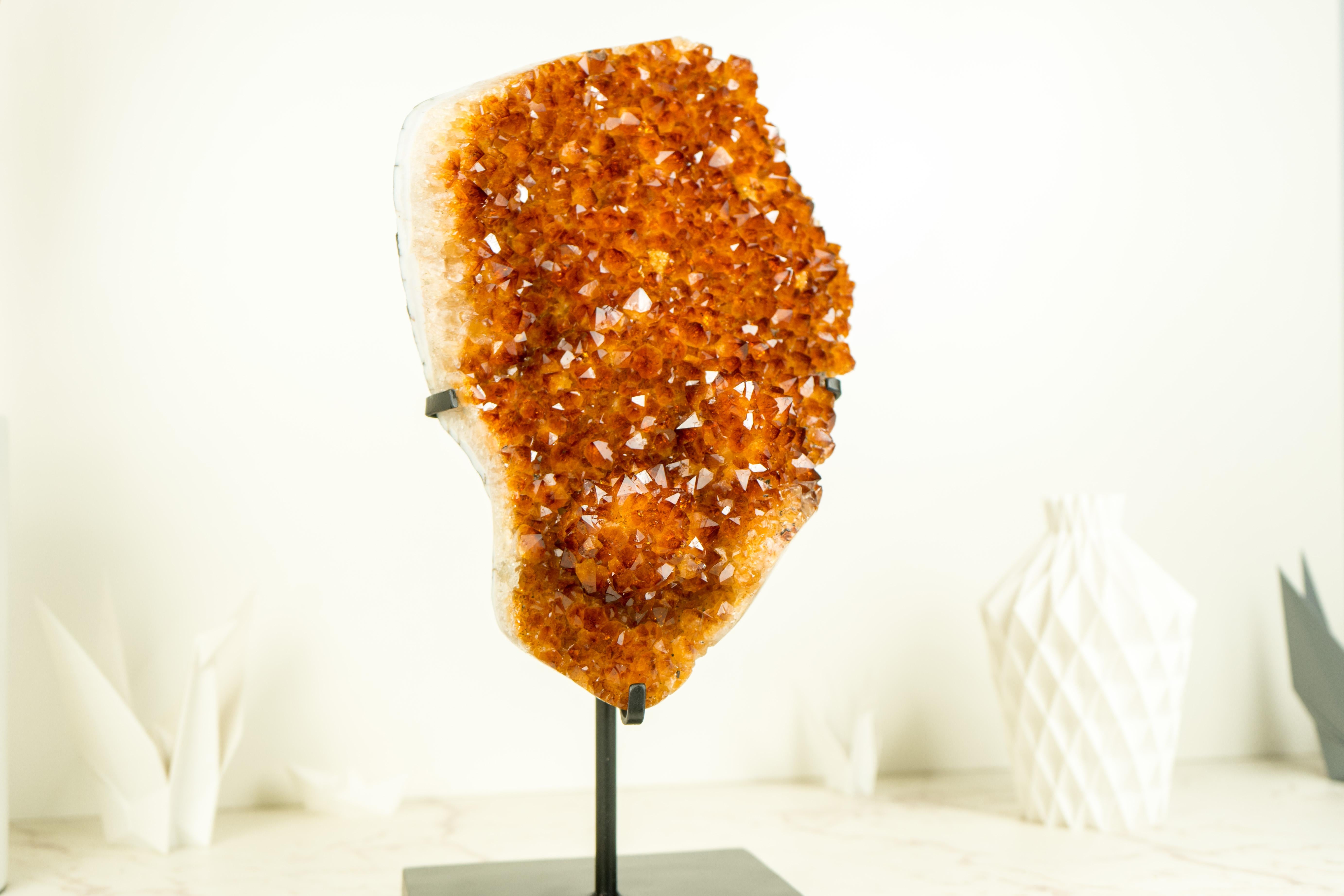 Orange/Reddish Madeira Citrine Cluster with Rare Blooming Flower Rosette For Sale 8