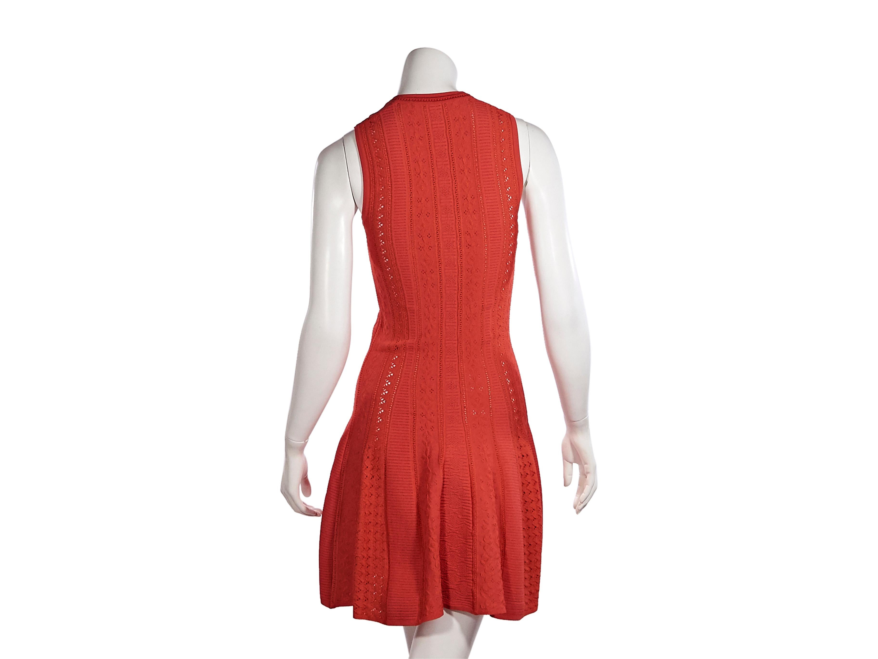 Red Orange Roberto Cavalli Knit Fit-and-Flare Dress