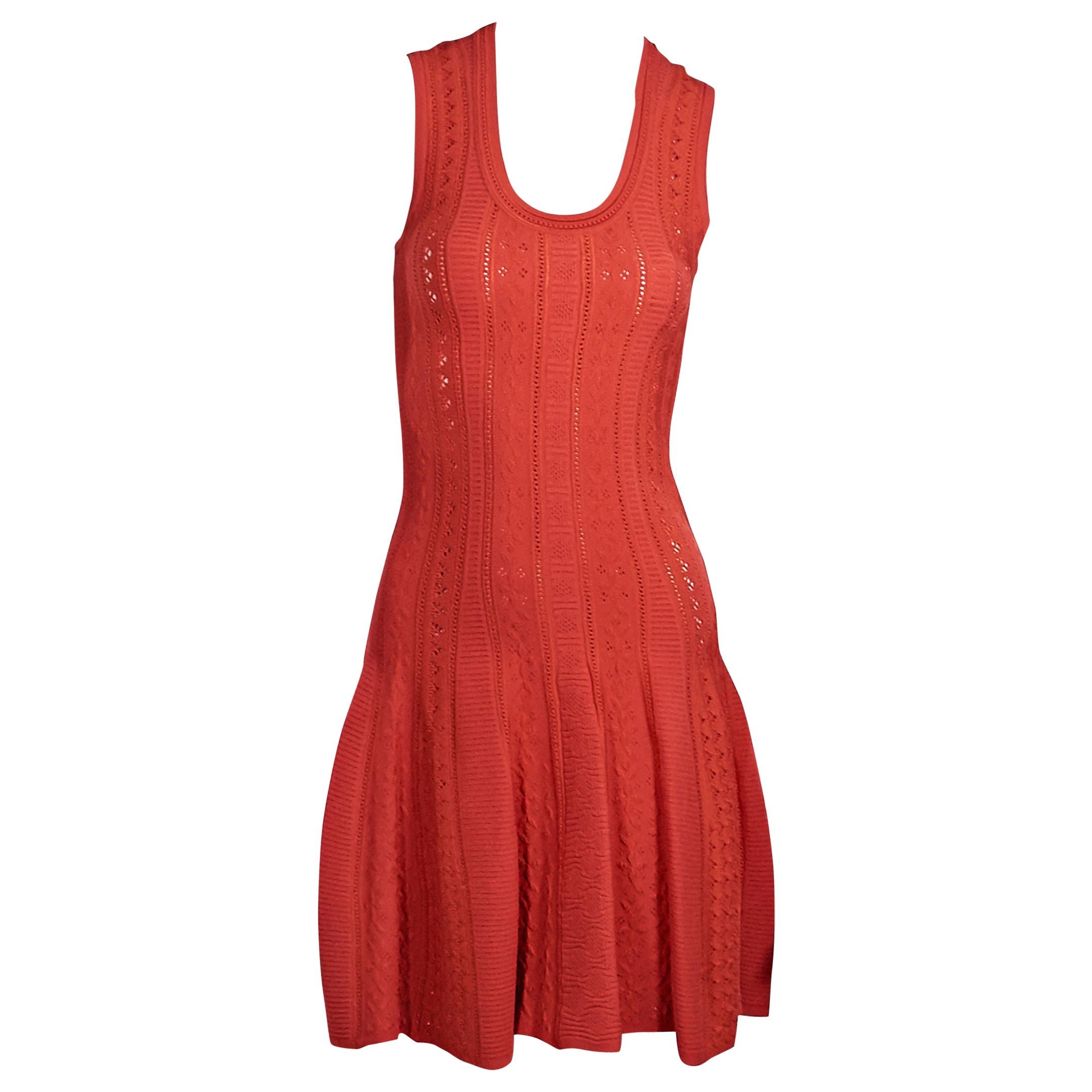 Orange Roberto Cavalli Knit Fit-and-Flare Dress