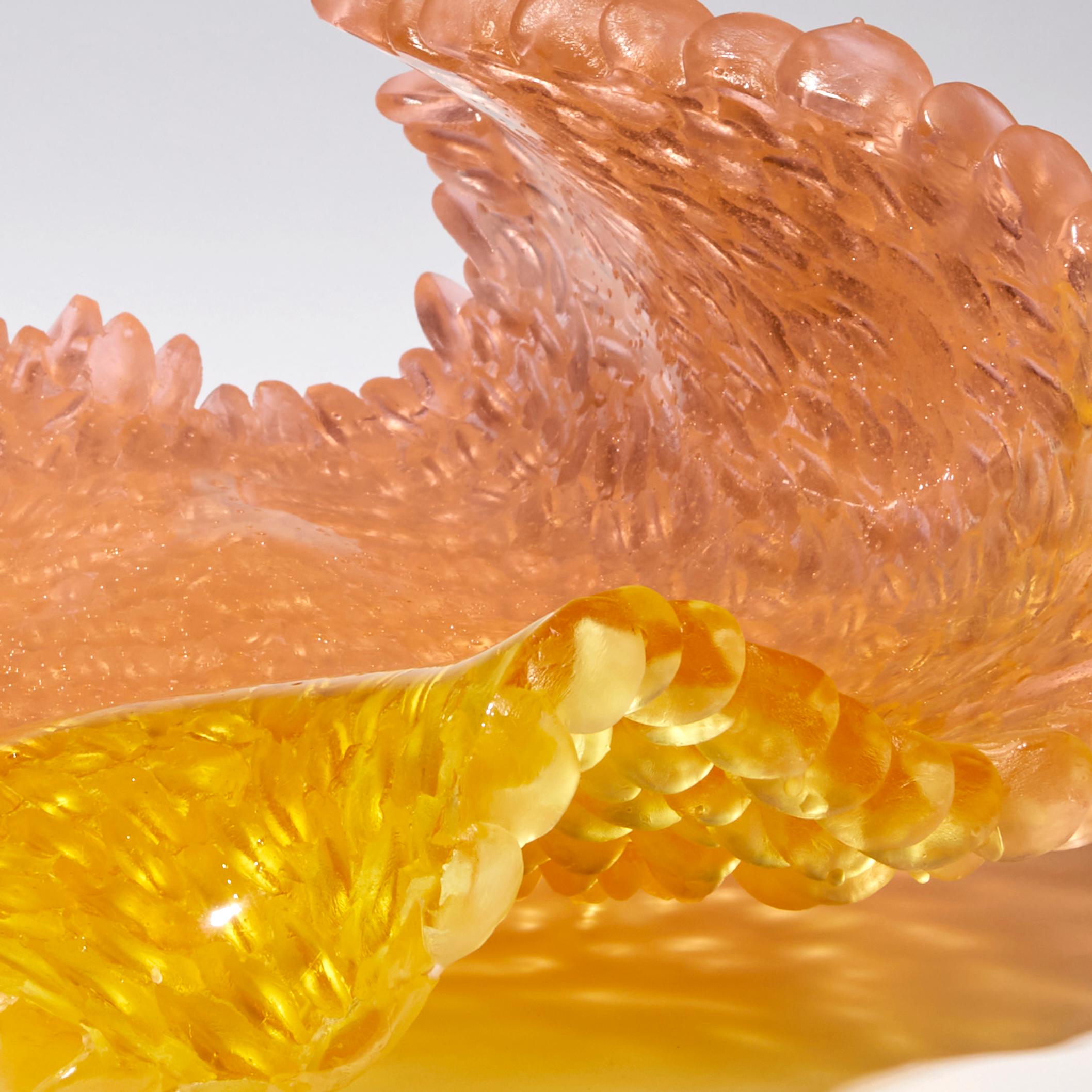 Organic Modern Orange Rose, a Glass Sculpture in Amber, Gold and Peach by Nina Casson McGarva