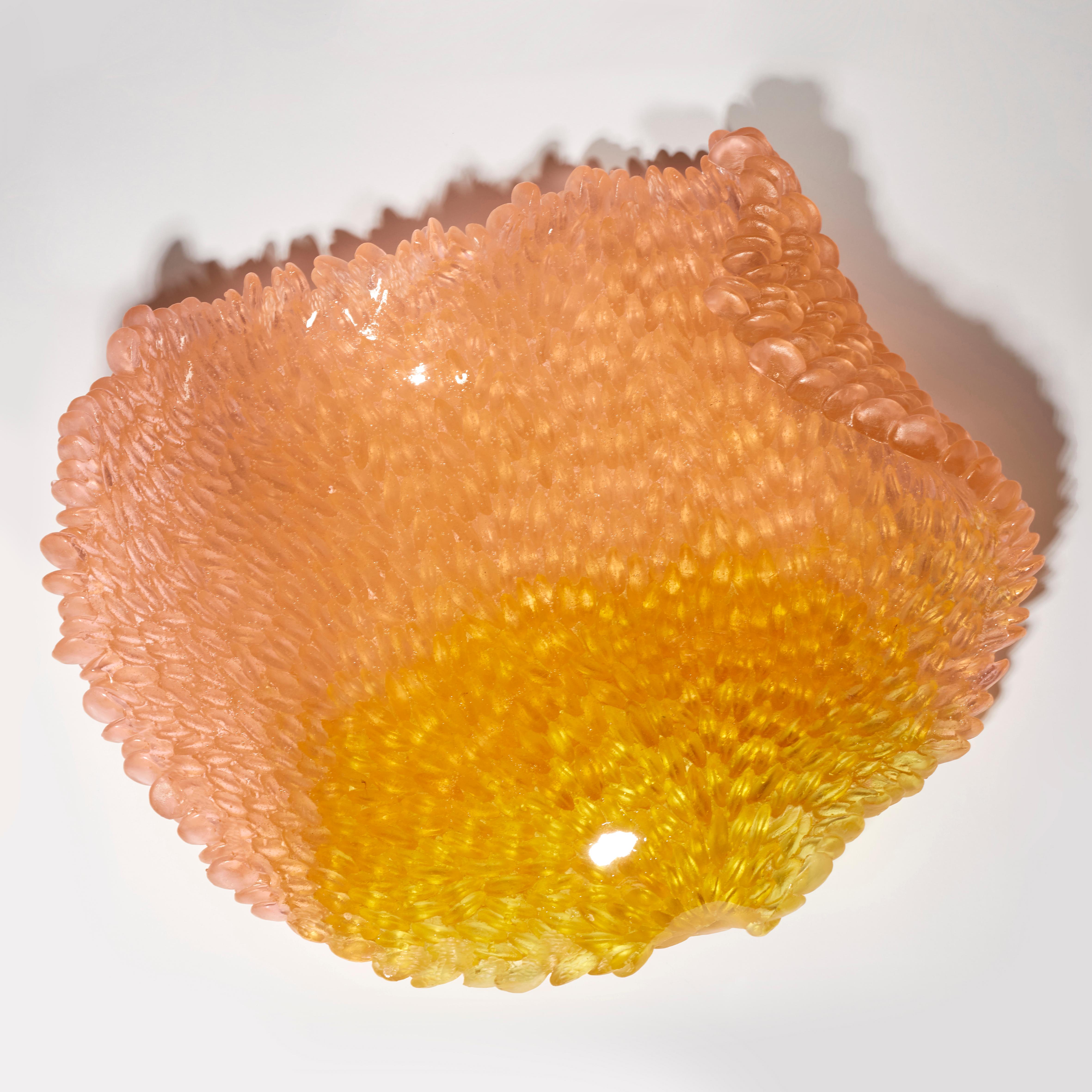 British Orange Rose, a Glass Sculpture in Amber, Gold and Peach by Nina Casson McGarva