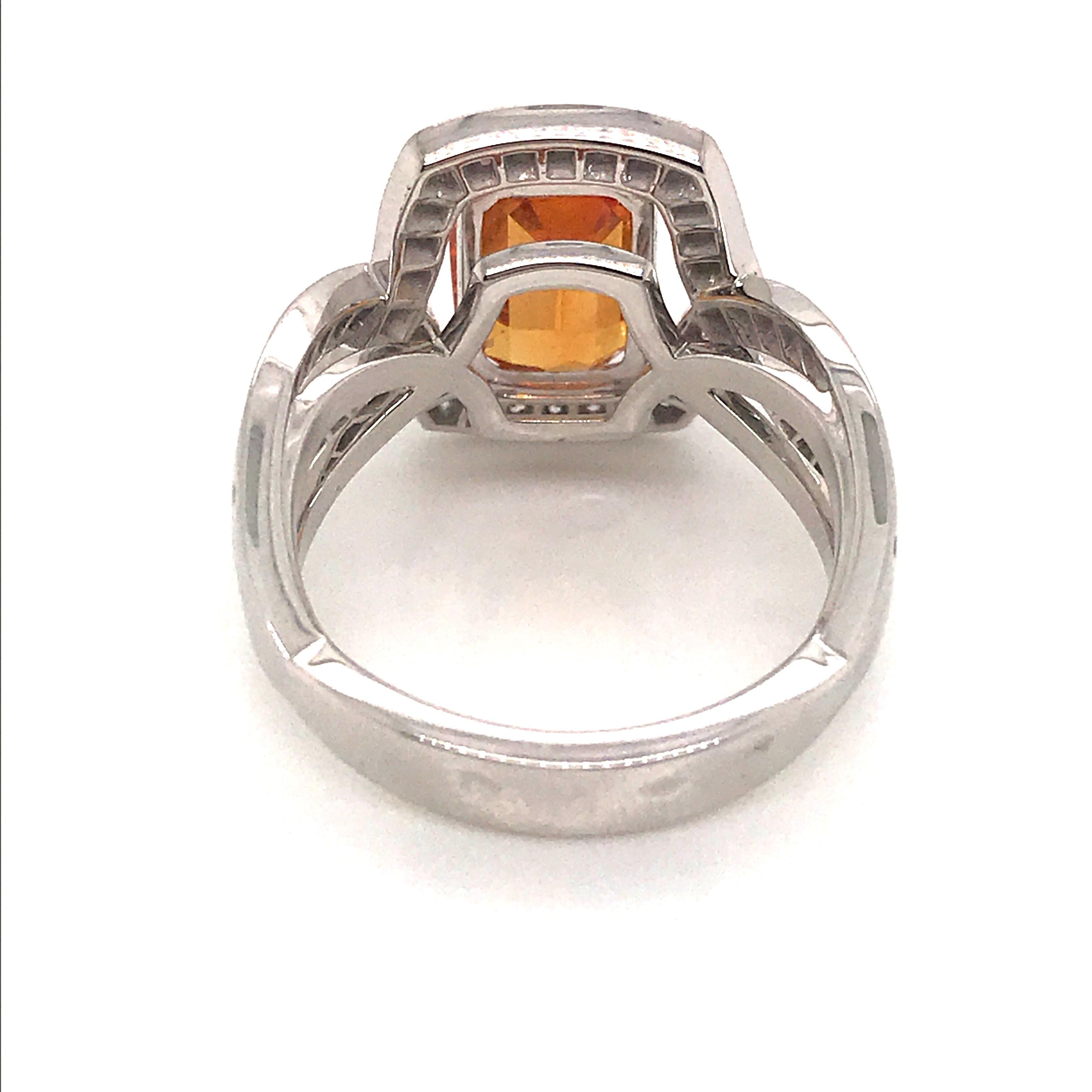 Orange Sapphire 3.84 Carat with Diamond in White Gold Ring 9