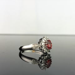 Orange Sapphire and Diamond 14 Karat Gold Ring
