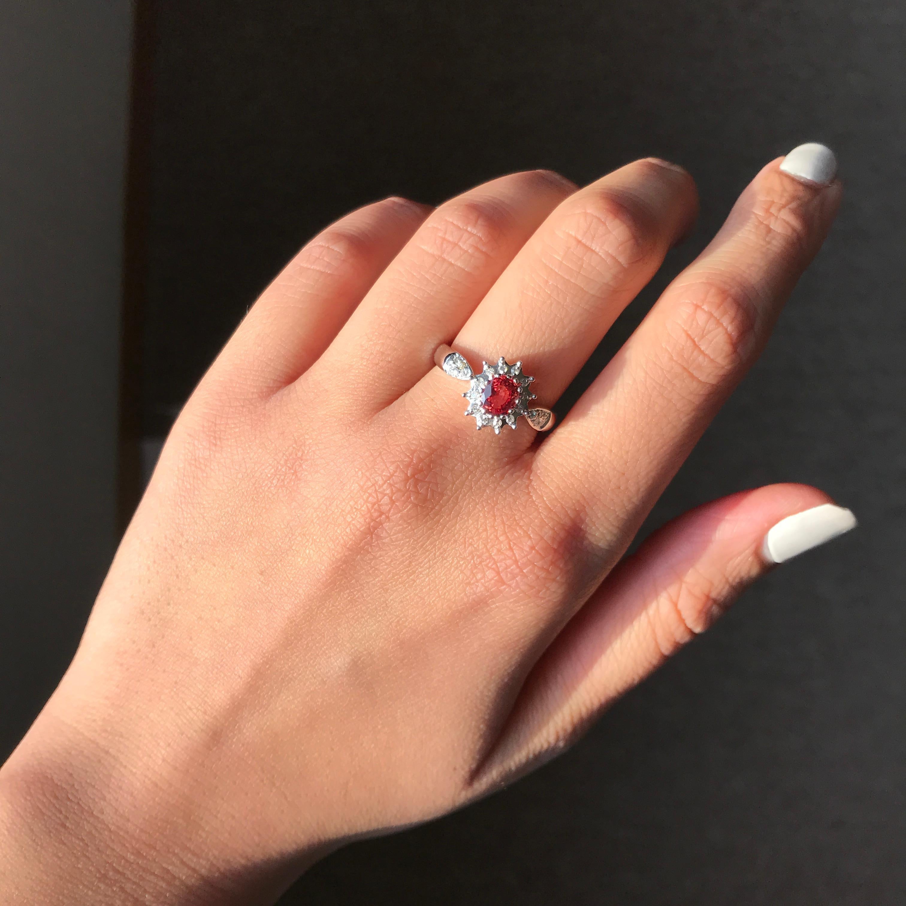 Women's Orange Sapphire and Diamond 14 Karat Gold Ring