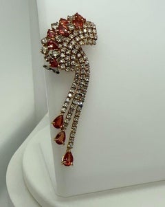 All natural Orange sapphire and diamond chandelier earrings
