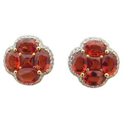 Orange Sapphire and Diamond Earrings in 18K