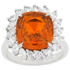 Orange Sapphire and Diamond Ring, 8.08 Carat