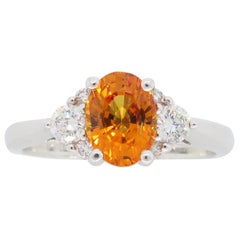 Orange Sapphire and Diamond Ring