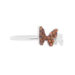 Orange Sapphire Black Rhodium 14 Karat White Gold Butterfly Ring