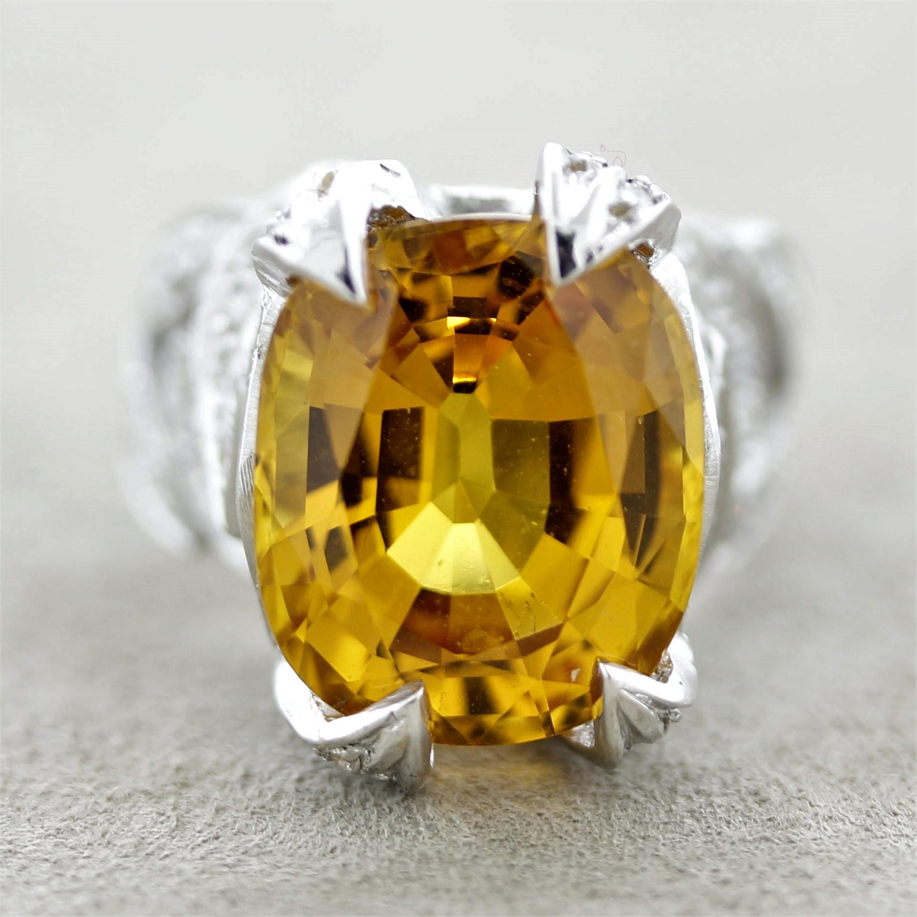 Mixed Cut Orange Sapphire Diamond Gold Ring For Sale