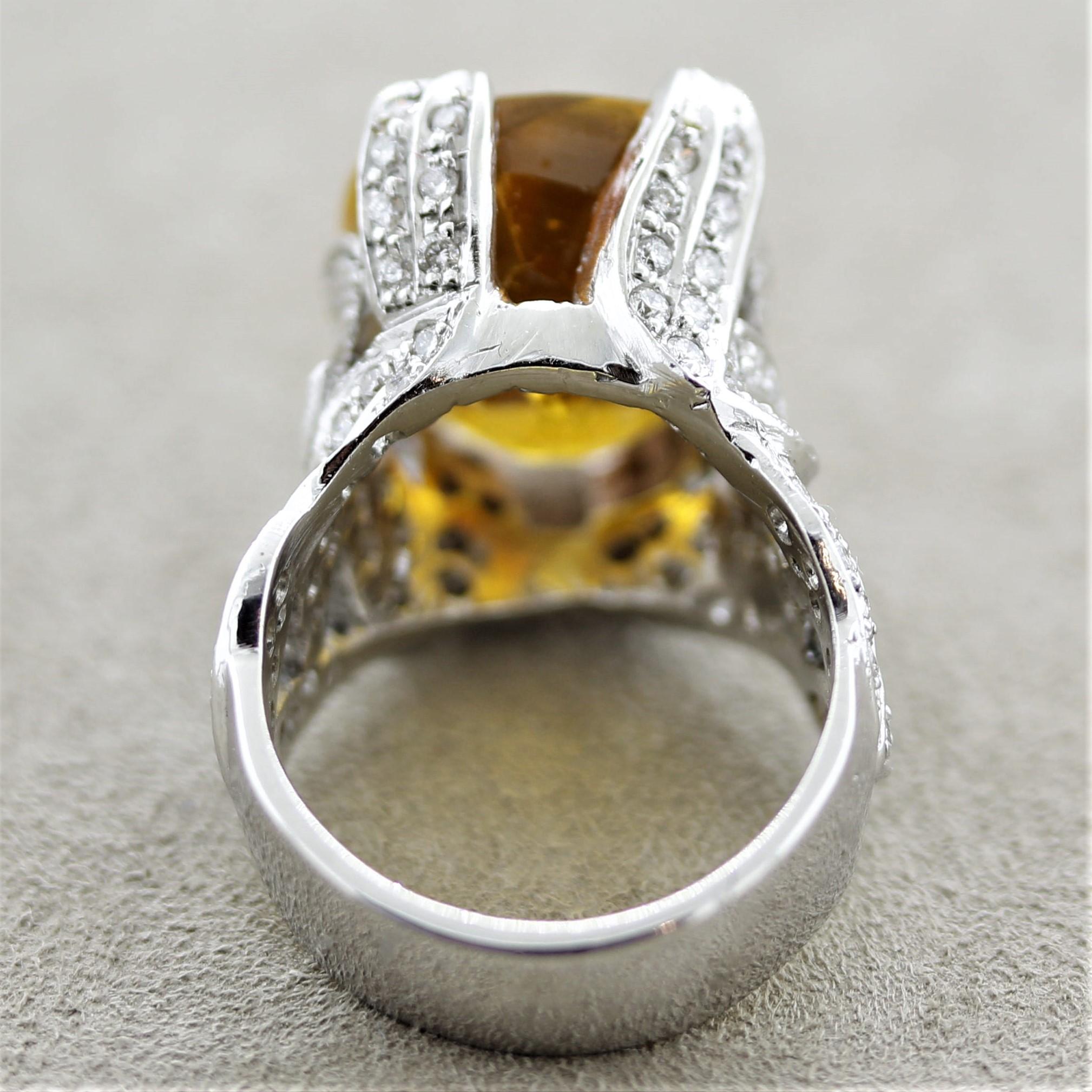 Women's Orange Sapphire Diamond Gold Ring For Sale