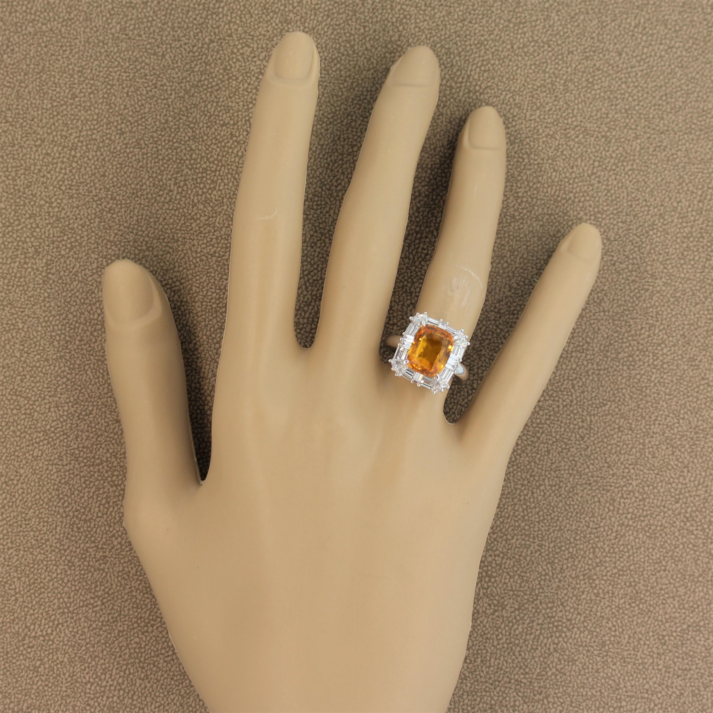 Orange Sapphire Diamond Gold Ring 2