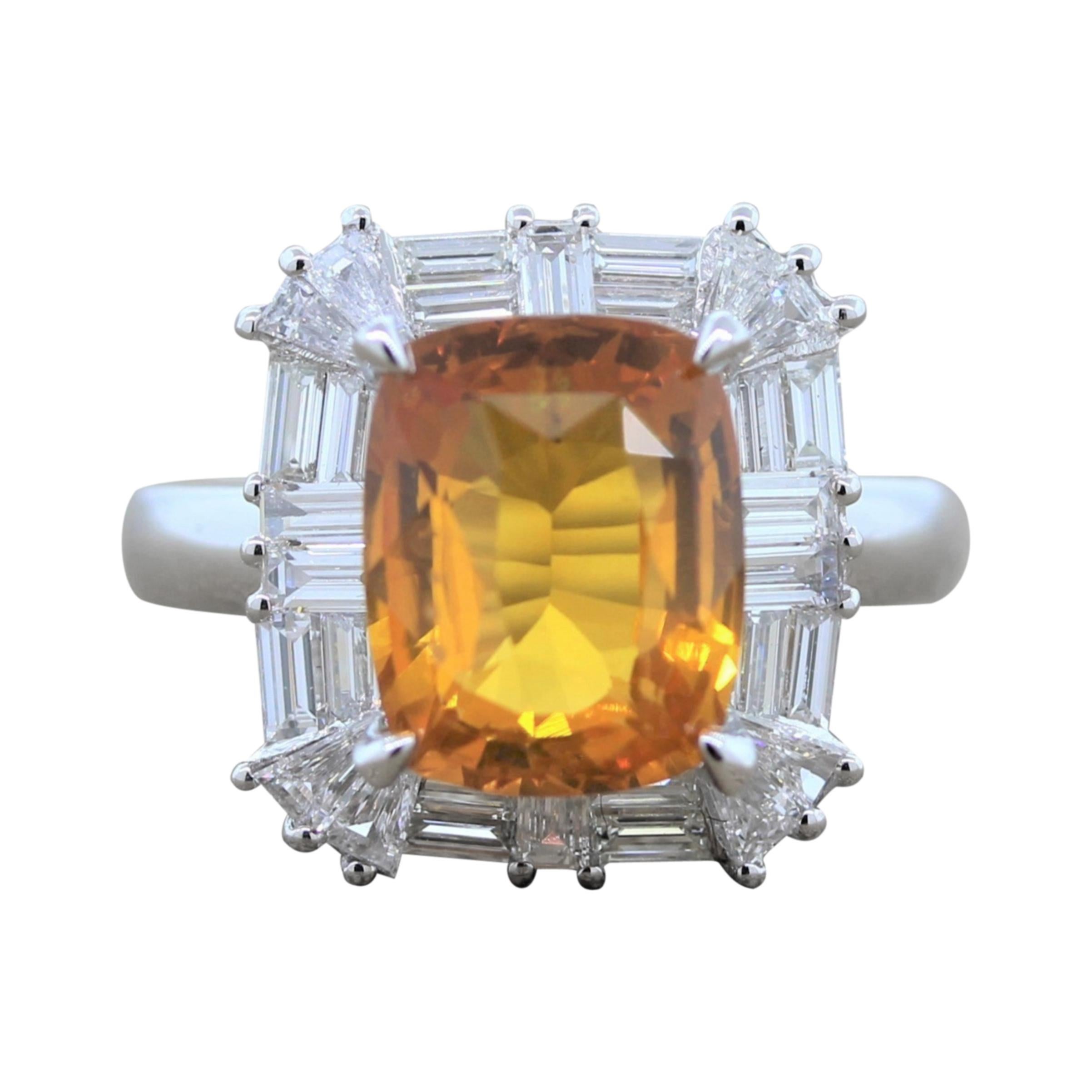 Orange Sapphire Diamond Gold Ring