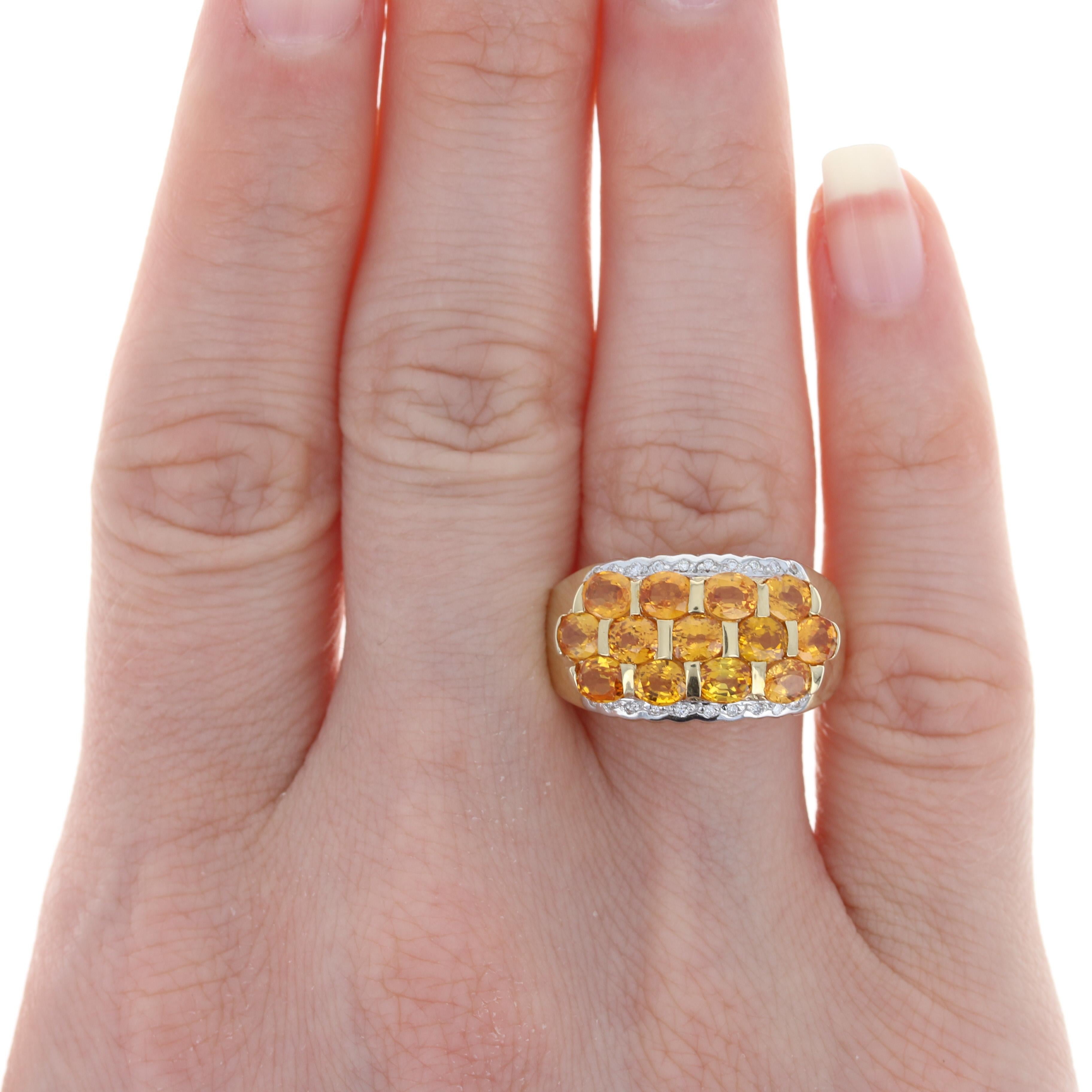 Orange Sapphire & Diamond Ring, 14k Yellow Gold Oval Cut 4.00ctw 2