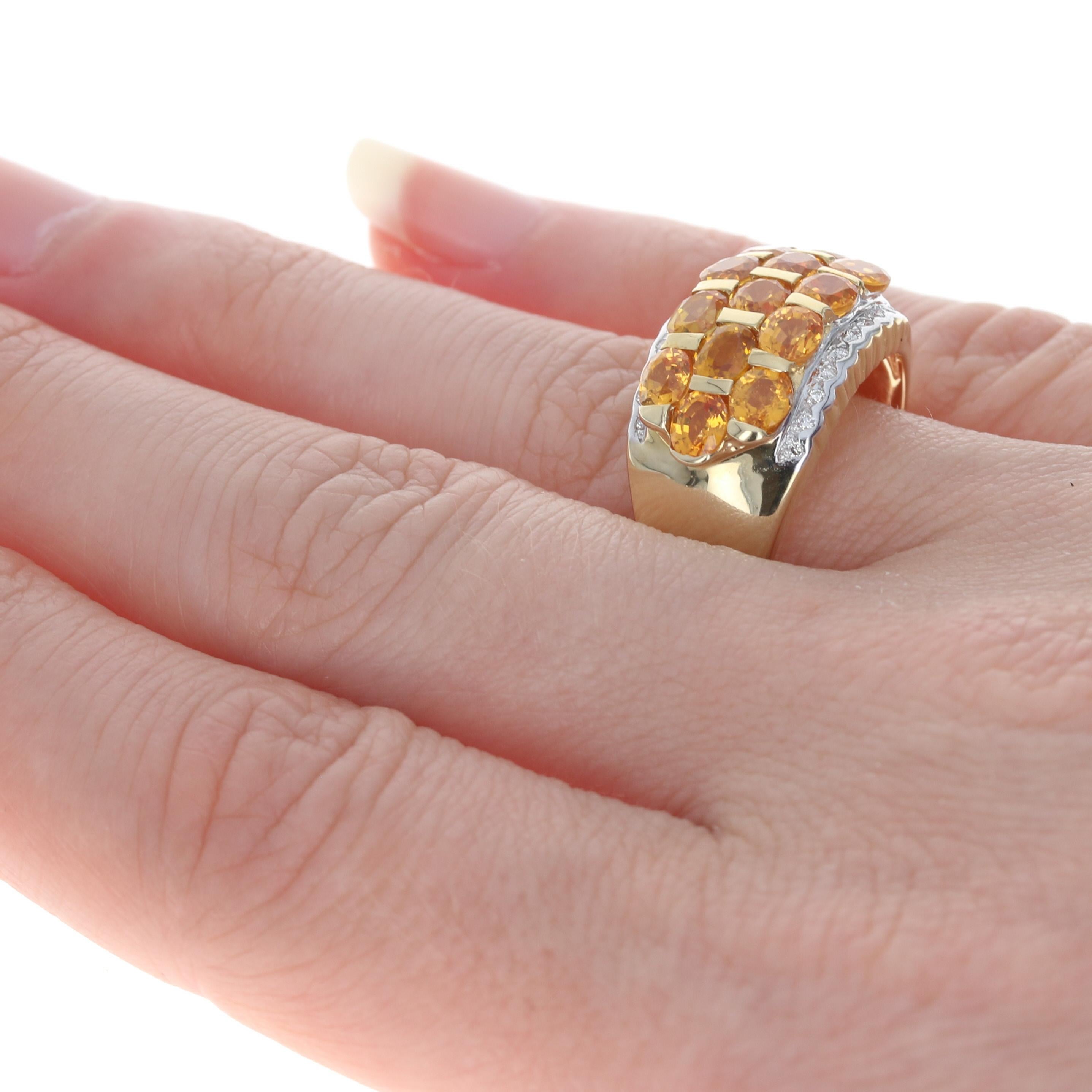 Orange Sapphire & Diamond Ring, 14k Yellow Gold Oval Cut 4.00ctw 4