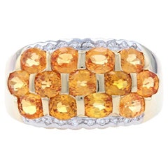 Orange Sapphire & Diamond Ring, 14k Yellow Gold Oval Cut 4.00ctw