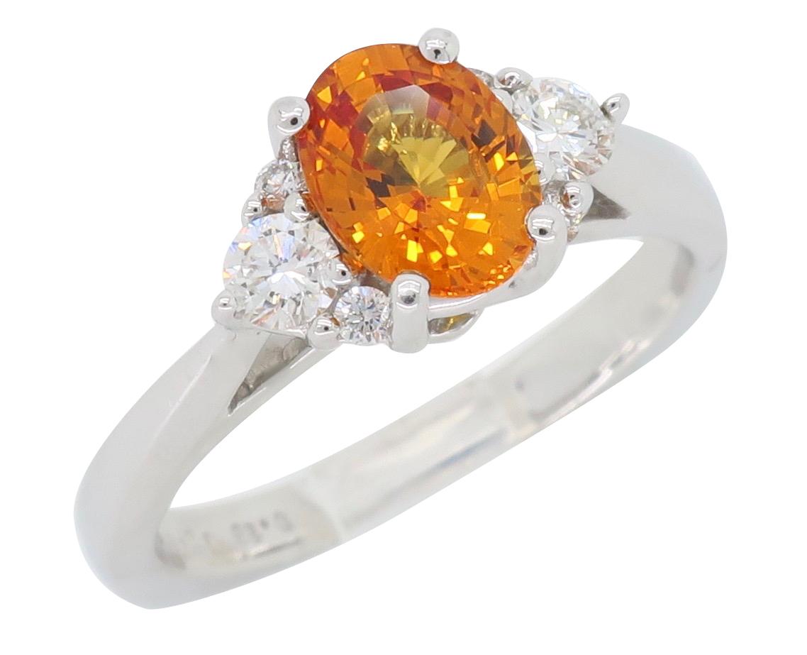 Orange Sapphire and Diamond Ring 6