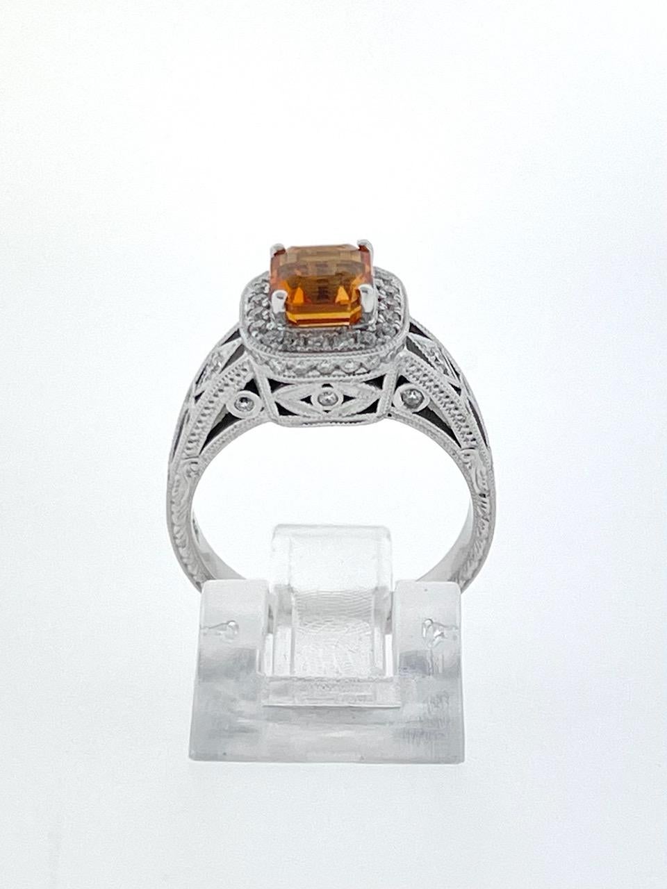 Women's Orange Sapphire Diamond Ring For Sale