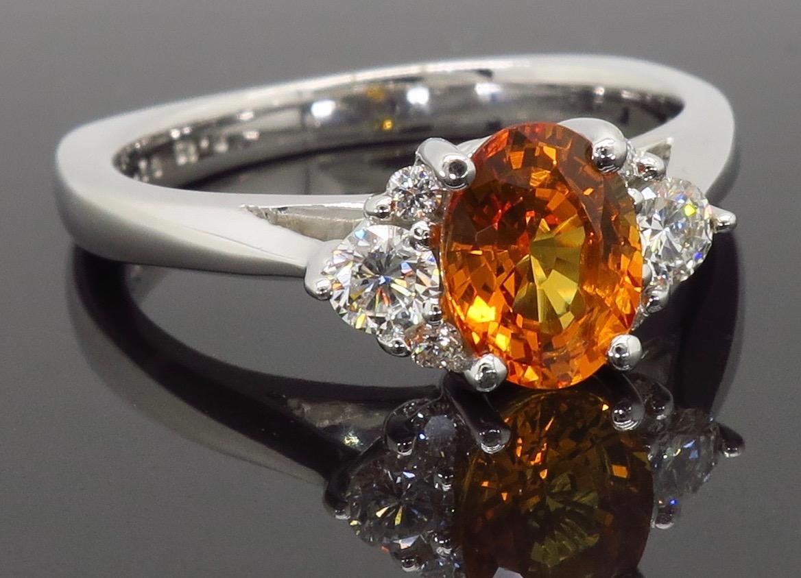 Orange Sapphire and Diamond Ring 4